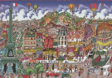  cityscape Canvas - Charles Fazzino cityscape cartoon sport 05 impressionists